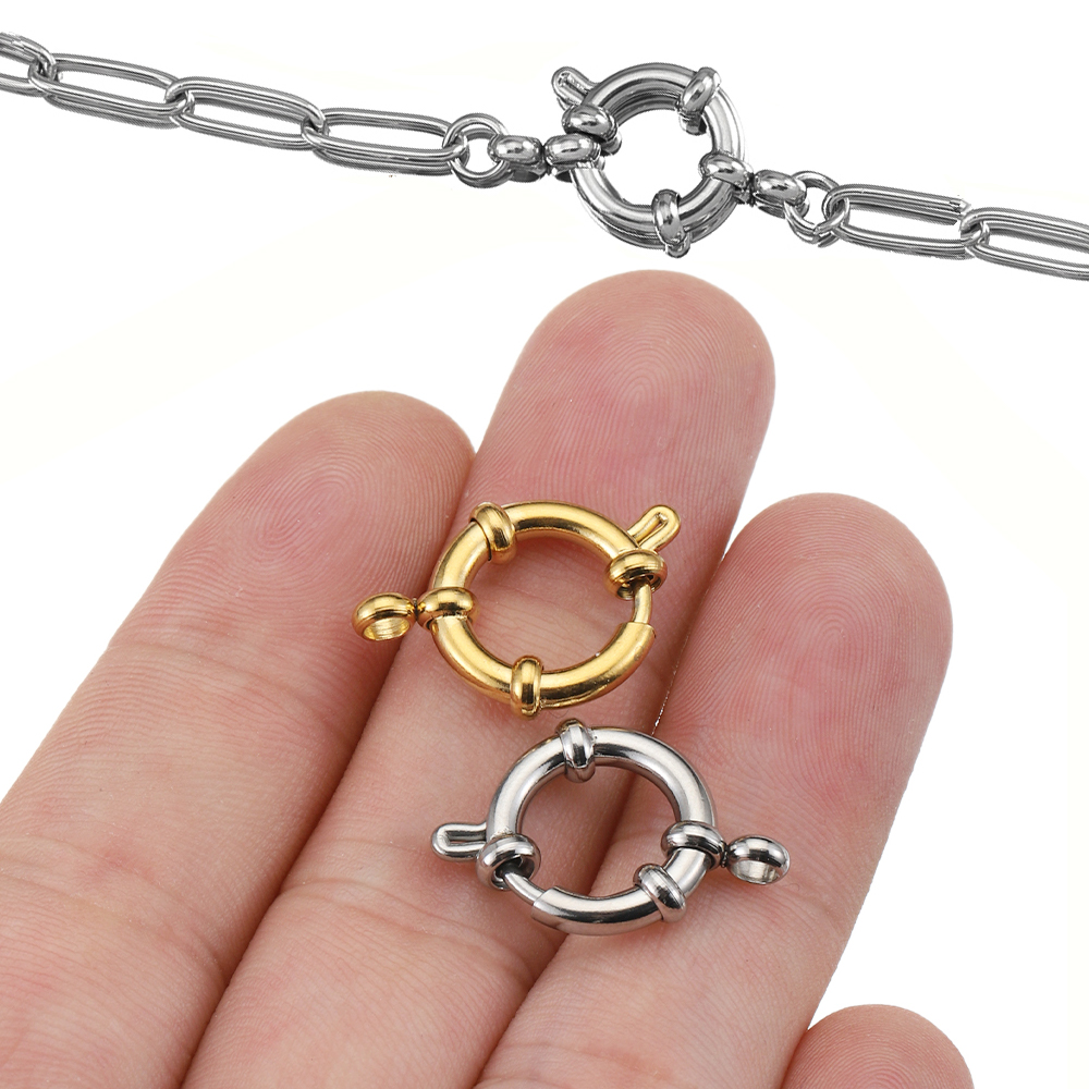 Jewelry Making Metal Supplies - 4pcs Stainless Steel Spring Clasps Round
