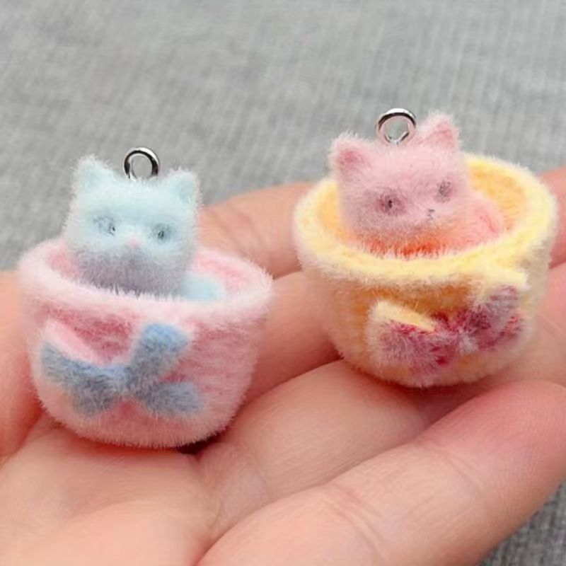 4pcs 3D plush resin cat pendan - огляд і ціна Jewelry Making For Birthday Party