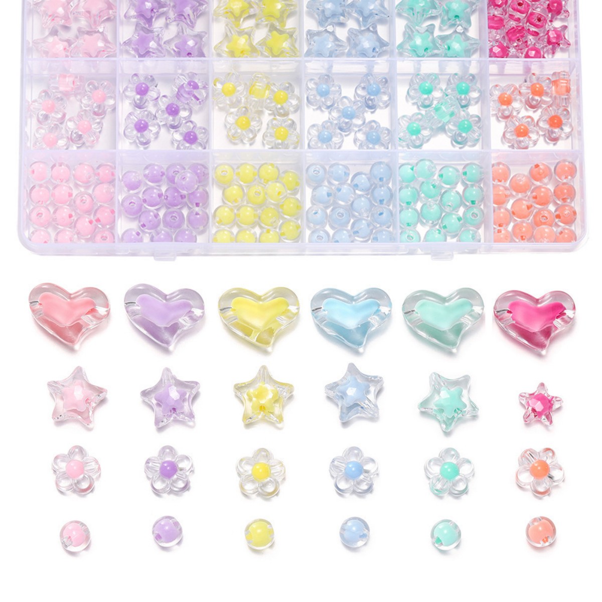 174pcs/Box Heart Acrylic Beads - огляд і ціна Jewelry Making For Birthday Party