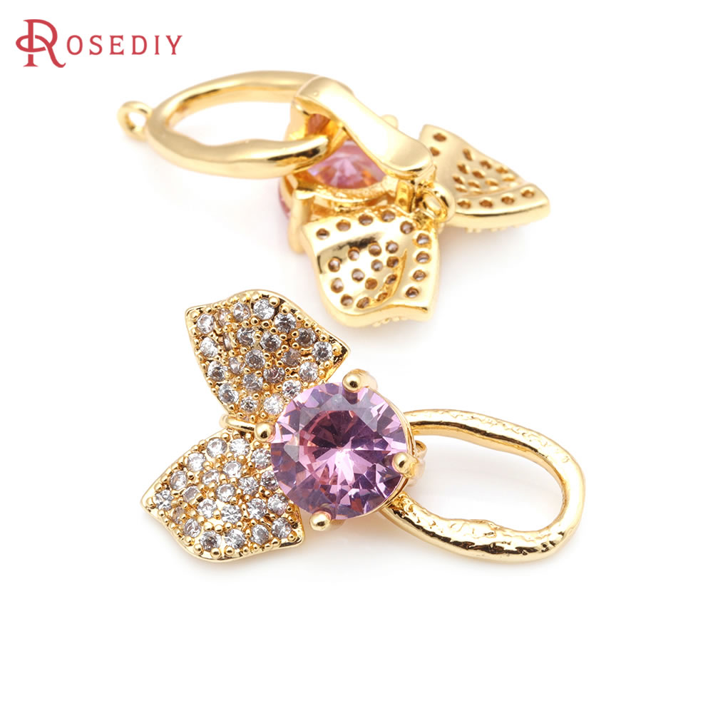 18K Gold Color Brass Zircon Fl - огляд і ціна Jewelry Making Knots For Clasps