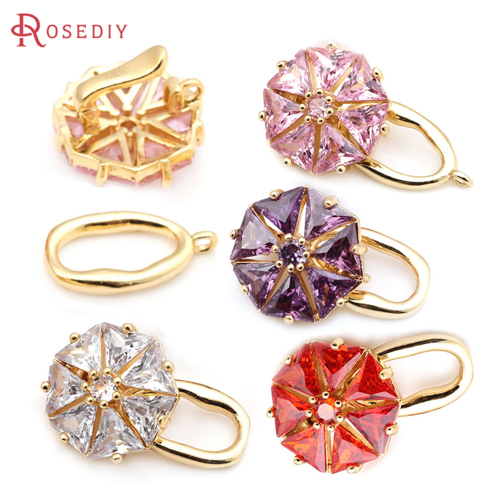 18K Gold Color Brass Zircon Fl - огляд і ціна Jewelry Making Knots For Clasps