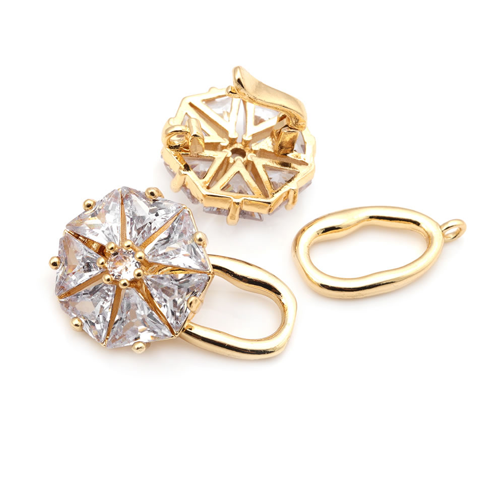 18K Gold Color Brass Zircon Fl - огляд і ціна Jewelry Making Knots For Clasps