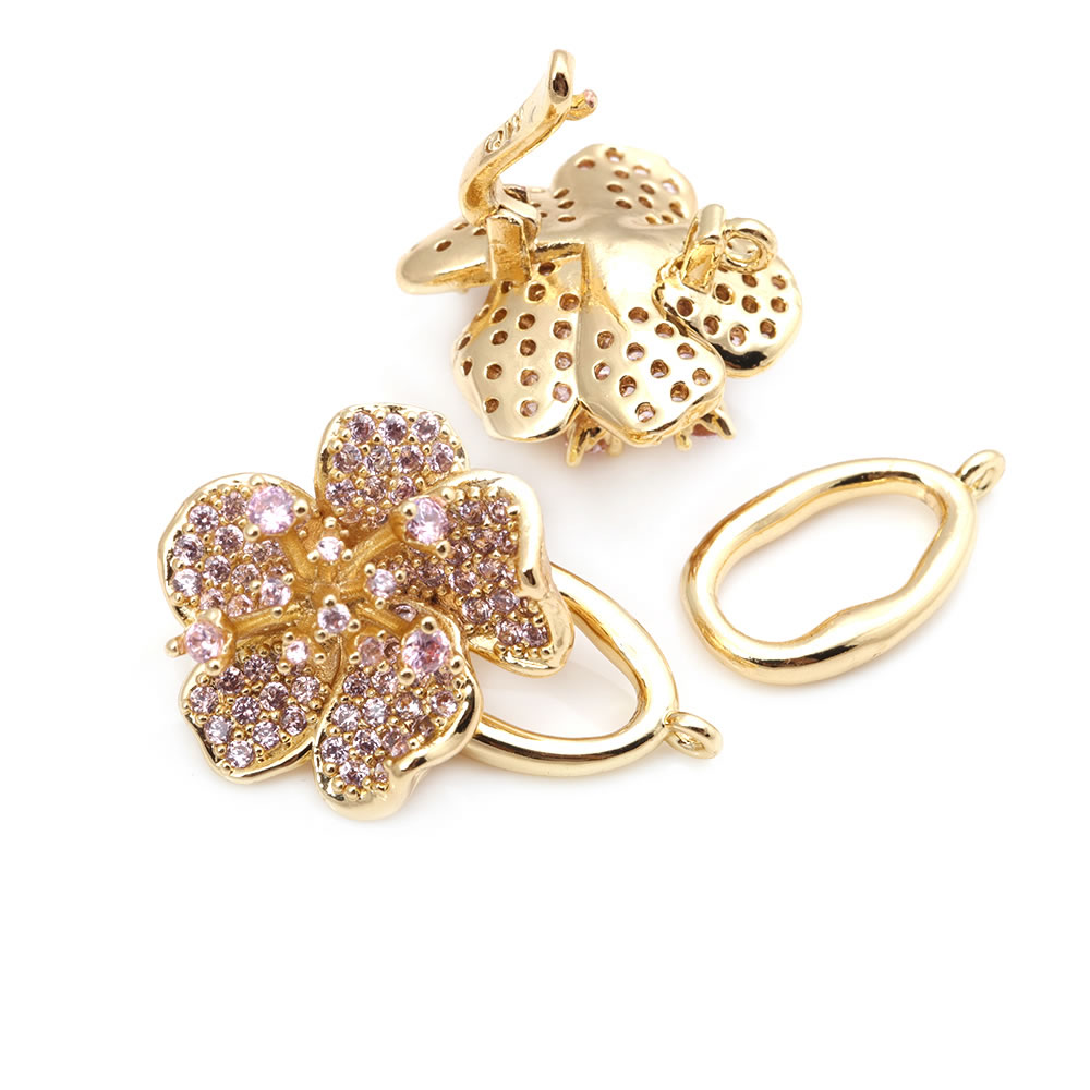 18K Gold Color Brass Zircon Fl - огляд і ціна Jewelry Making Knots For Clasps