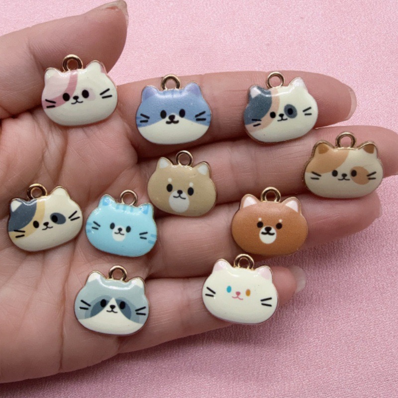 12pcs Printed Cat Head Alloy D - огляд і ціна Jewelry Making For Birthday Party