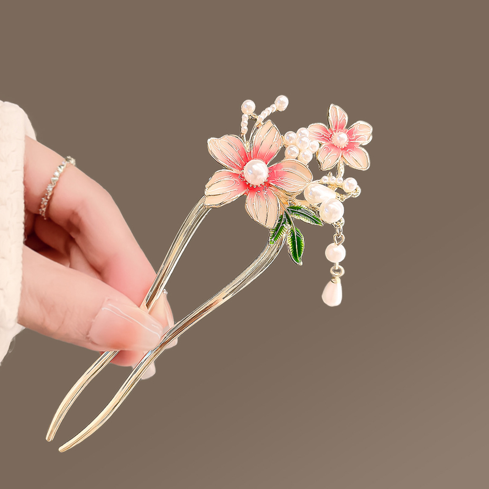 Elegant Pink Flower Hair Pin U - огляд і ціна Jewelry Making With Beads