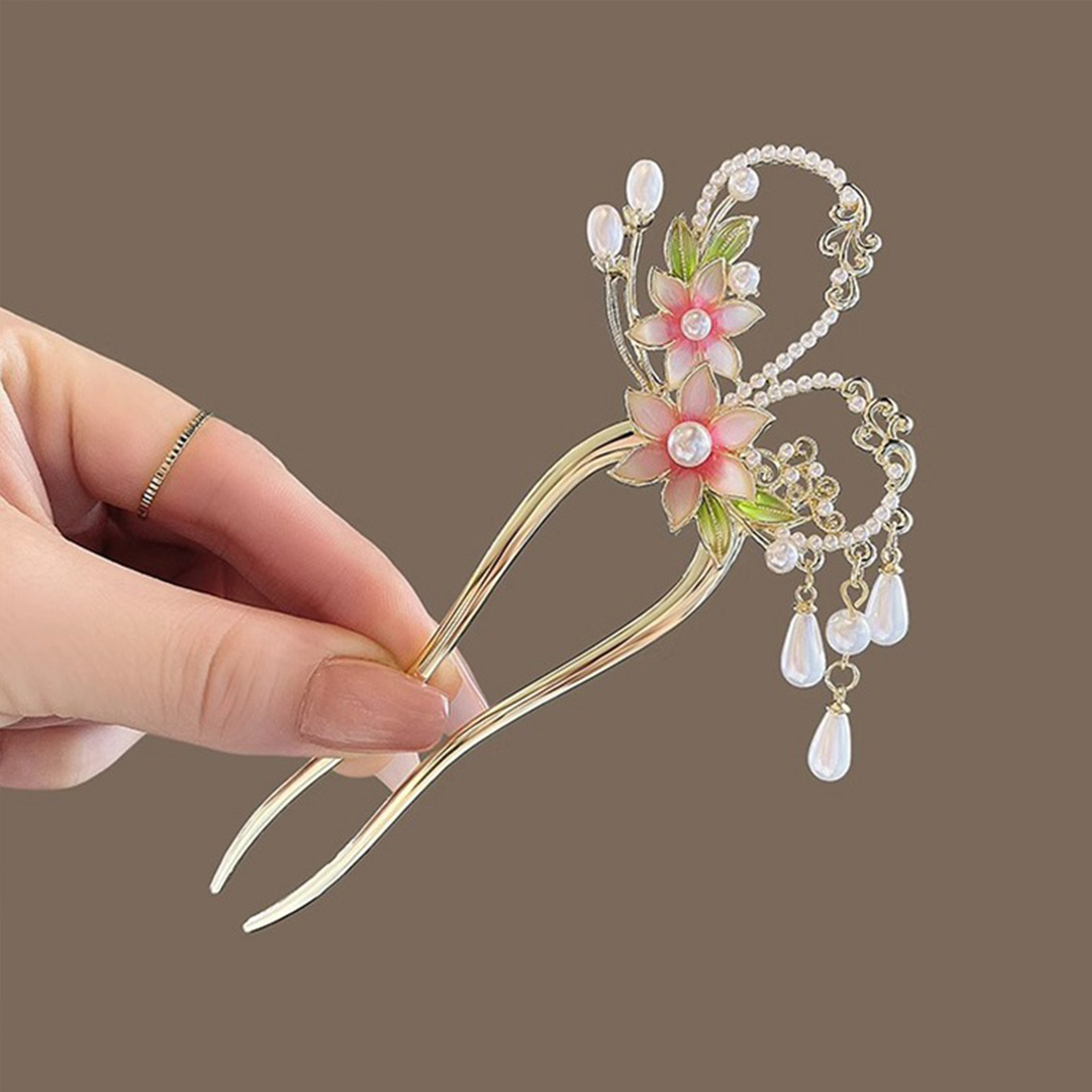 Elegant Pink Flower Hair Pin U - огляд і ціна Jewelry Making With Beads