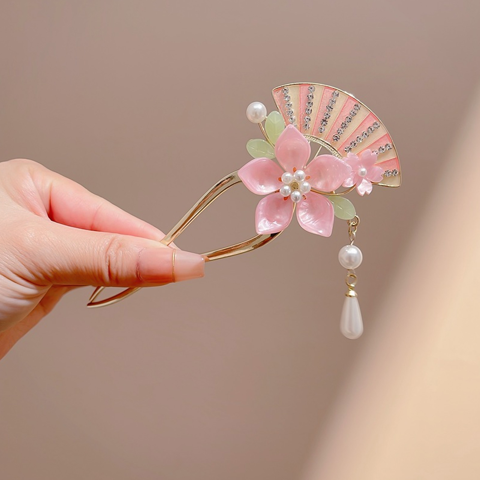 Elegant Pink Flower Hair Pin U - огляд і ціна Jewelry Making With Beads